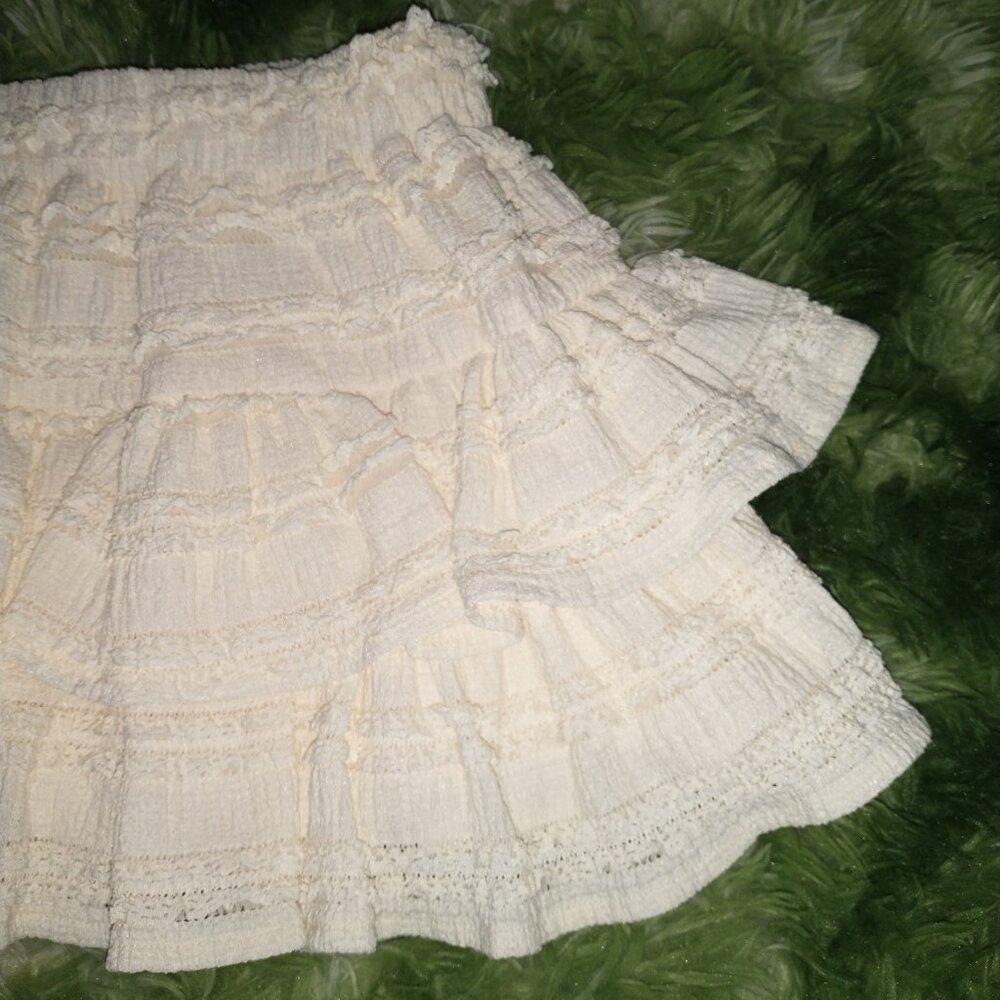 Crochet Ruffle Mini Skort, Cream